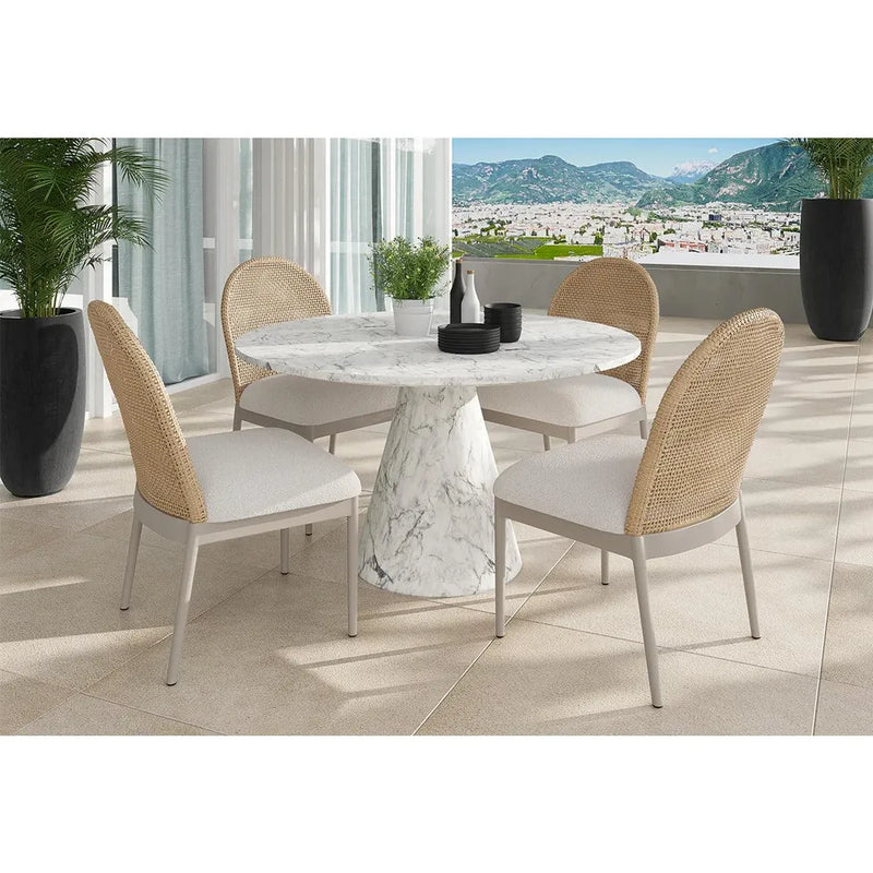 Shelburne Dining Table Marble Look White 47" Outdoor-Outdoor Dining Tables-SUNPAN-LOOMLAN