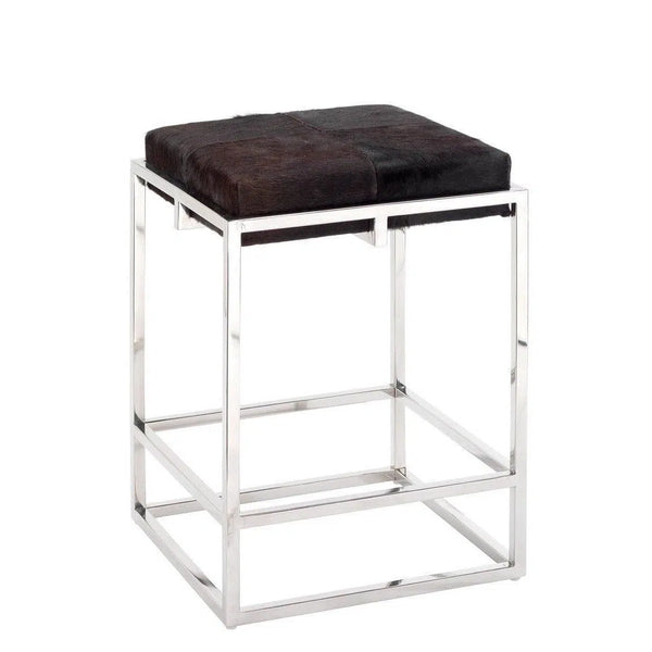 Shelby Brown Cowhide Art Deco Counter Stool Without Back Counter Stools LOOMLAN By Jamie Young