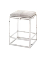 Shelby Grey Cowhide Art Deco Counter Stool Without Back Counter Stools LOOMLAN By Jamie Young