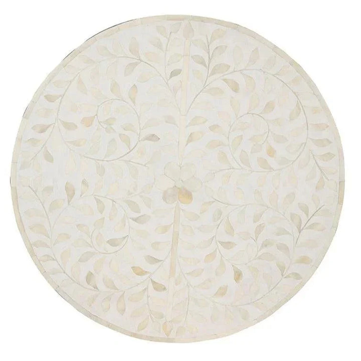Round Tabu Shell Shell Marvelous White Round End Table - LOOMLAN