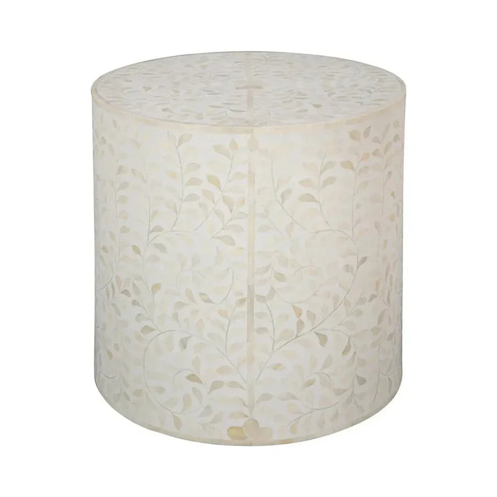 Shell Marvelous White Round End Table - LOOMLAN - Side Tables