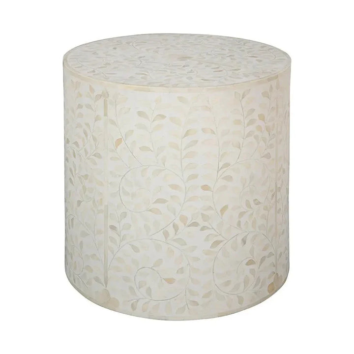 Shell Marvelous White Round End Table - LOOMLAN - Side Tables