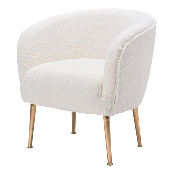 Sherpa Accent Chair Beige & Gold Club Chairs LOOMLAN By Zuo Modern