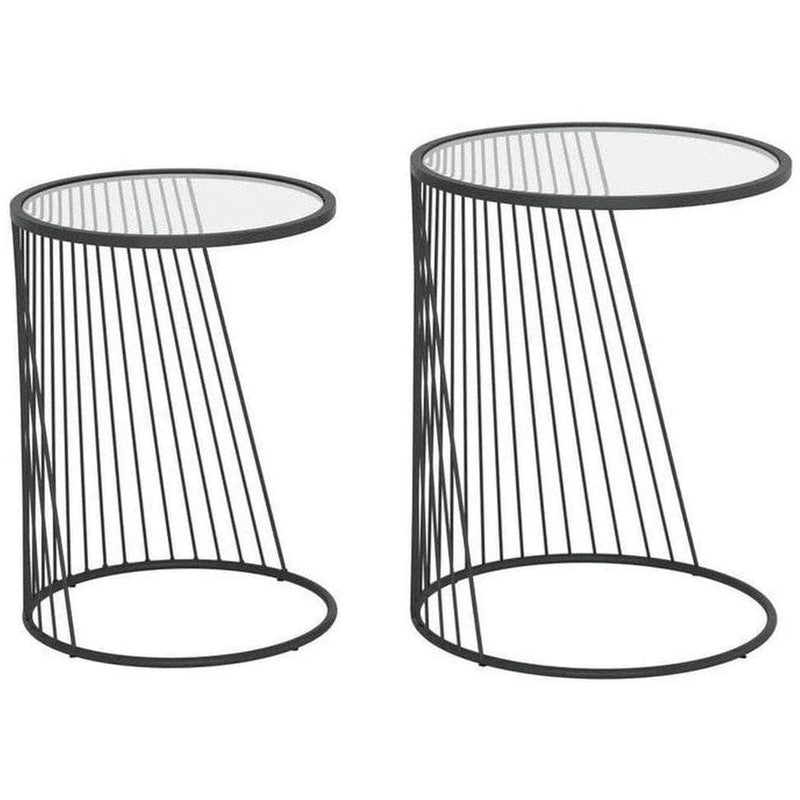 Shine Nesting Tables Set Clear & Black Side Tables LOOMLAN By Zuo Modern