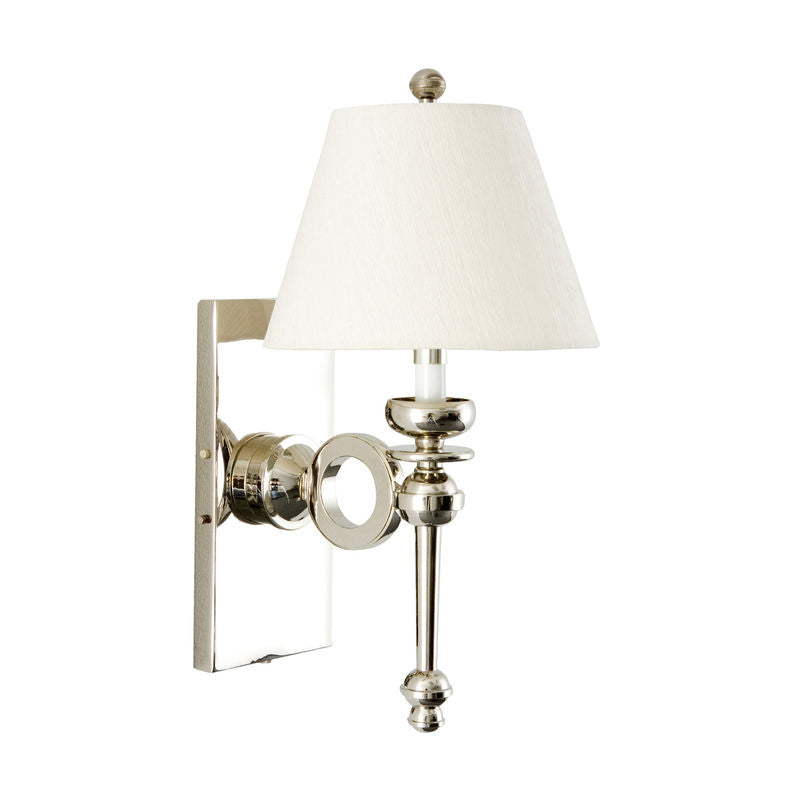 Shiny Nickel Finish Modern Wall Sconce-Wall Sconces-Wildwood-LOOMLAN