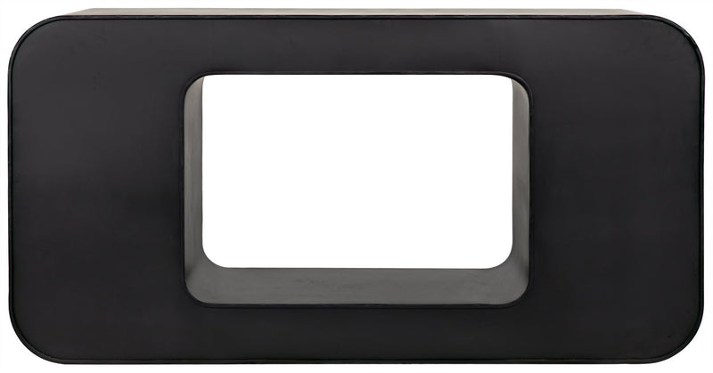 Shylock Black Steel Geometric Console Table-Console Tables-Noir-LOOMLAN