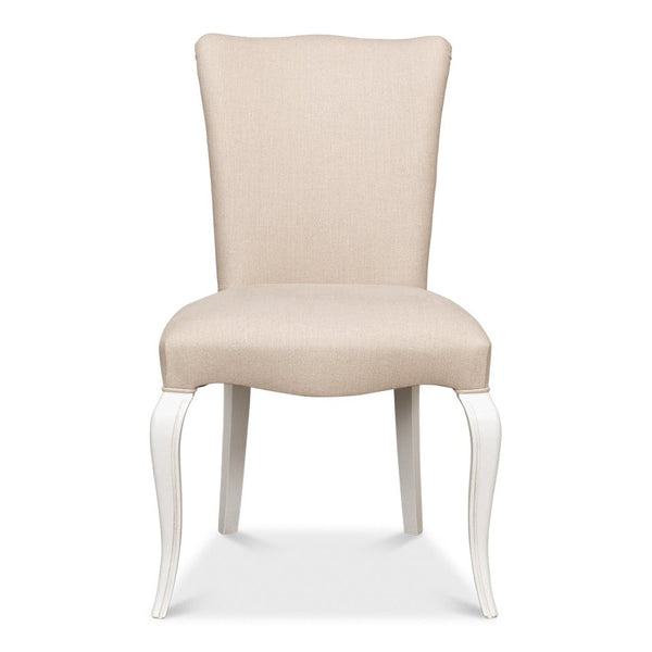 Sidechair Cortina White With Linen Flax-Club Chairs-Sarreid-LOOMLAN
