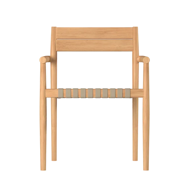 Siena Teak Woven Stackable Patio Armchair 4PC-Outdoor Accent Chairs-HiTeak-LOOMLAN