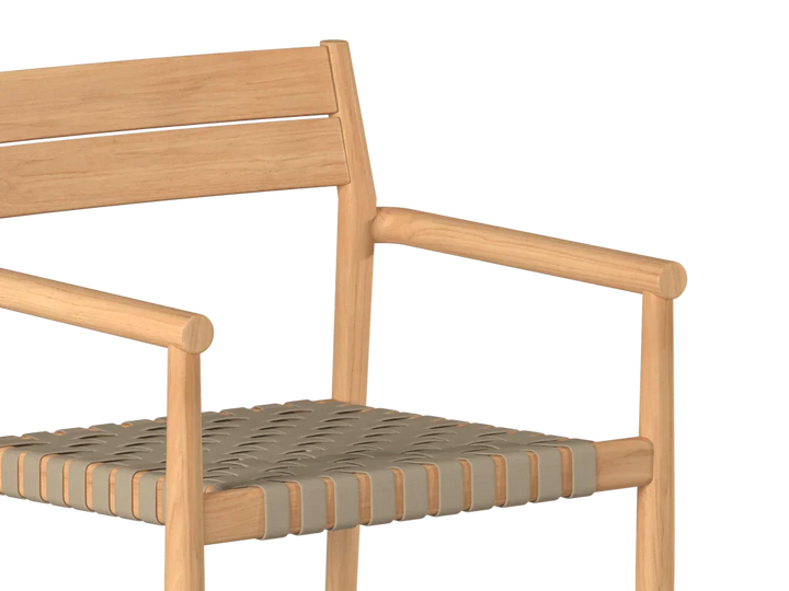 Siena Teak Woven Stackable Patio Armchair 4PC-Outdoor Accent Chairs-HiTeak-LOOMLAN