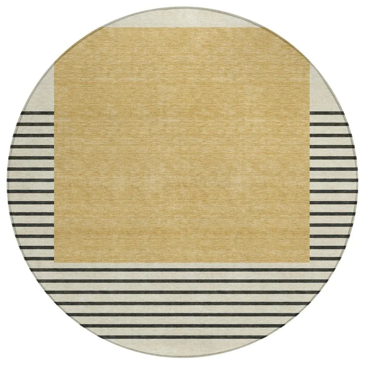 Sienna Gold Washable Indoor-Outdoor Rug-Outdoor Rugs-LOOMLAN Rugs-8' x 8'-LOOMLAN