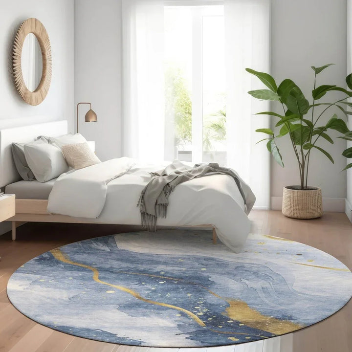 Silavie Blue Washable Indoor - Outdoor Rug - LOOMLAN - LOOMLAN Rugs - Outdoor Rugs