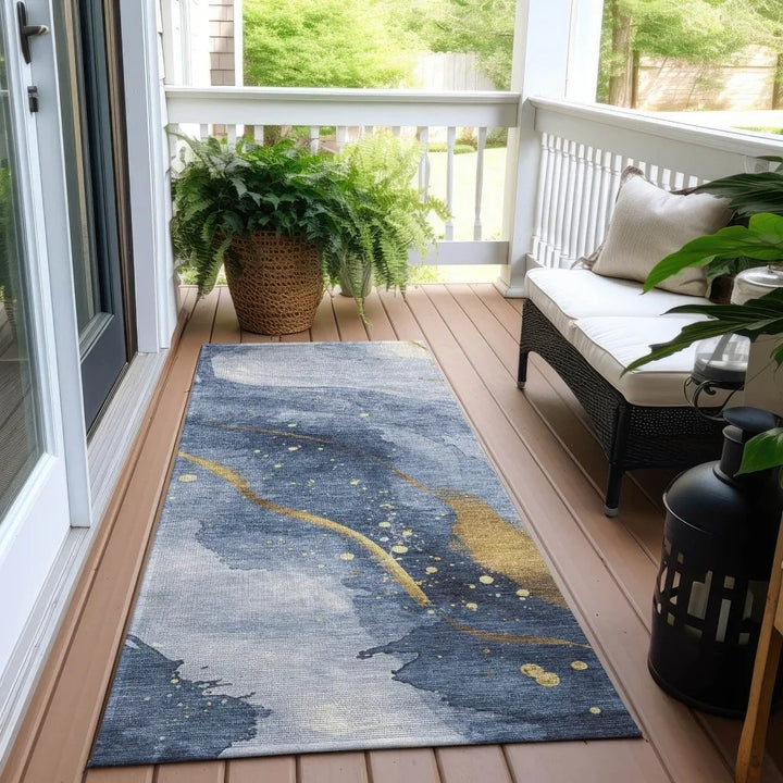 Silavie Blue Washable Indoor - Outdoor Rug - LOOMLAN - LOOMLAN Rugs - Outdoor Rugs