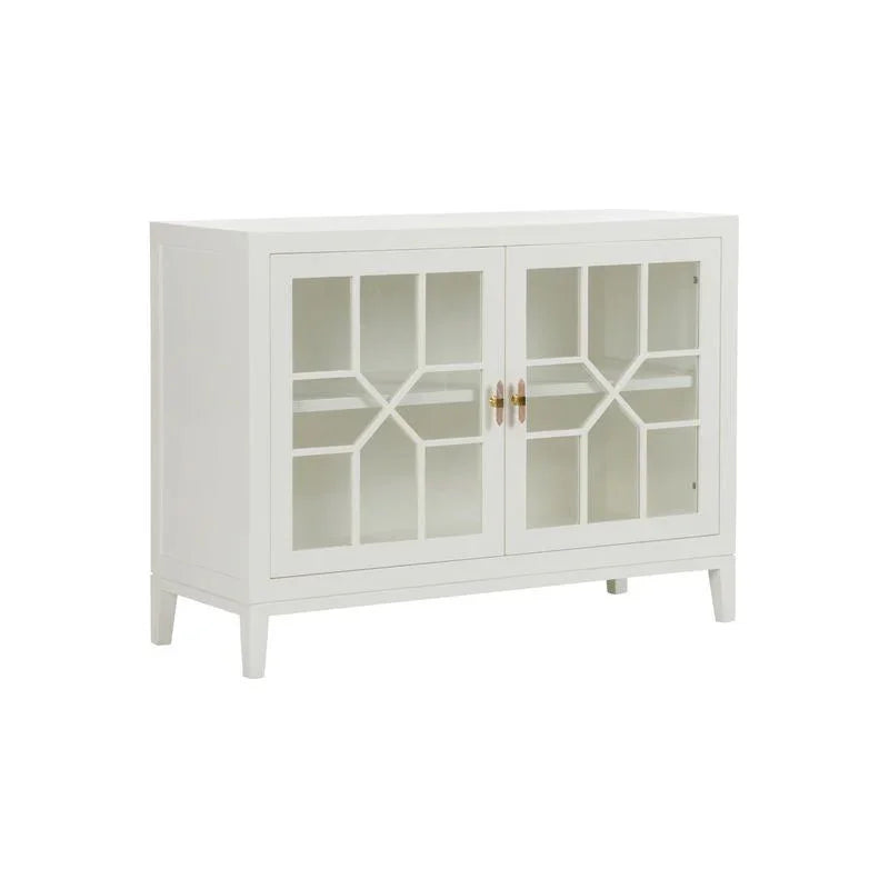 White Chest with Rose Quartz Pulls 48in | LOOMLAN