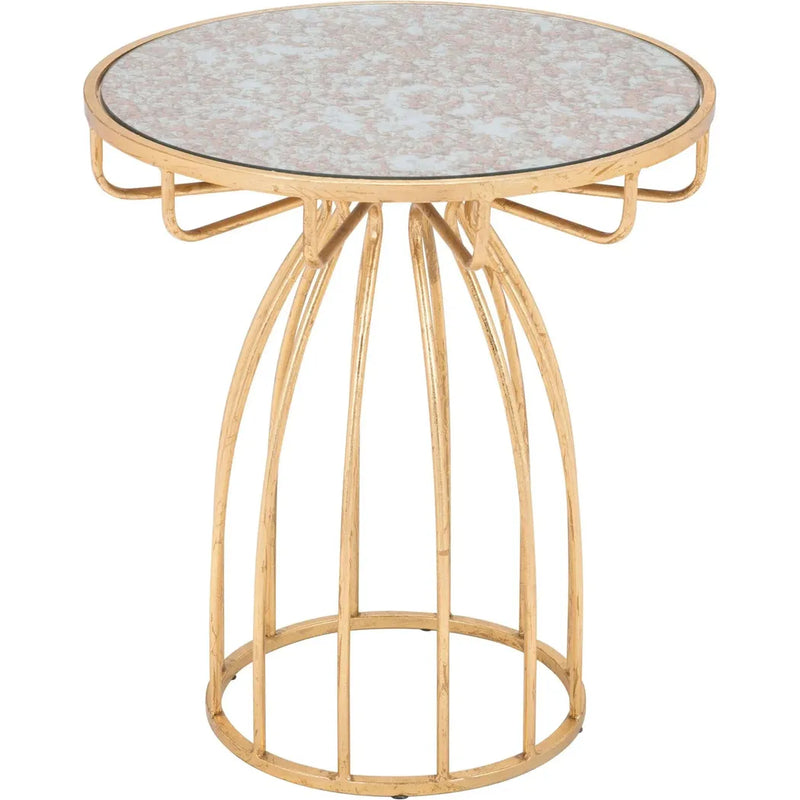 Silo Side Table Mirror & Gold