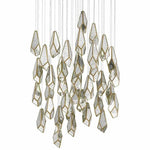 Silver Antique Brass Glace 36-Light Multi-Drop Pendant