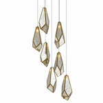 Silver Antique Brass Glace 7-Light Multi-Drop Pendant