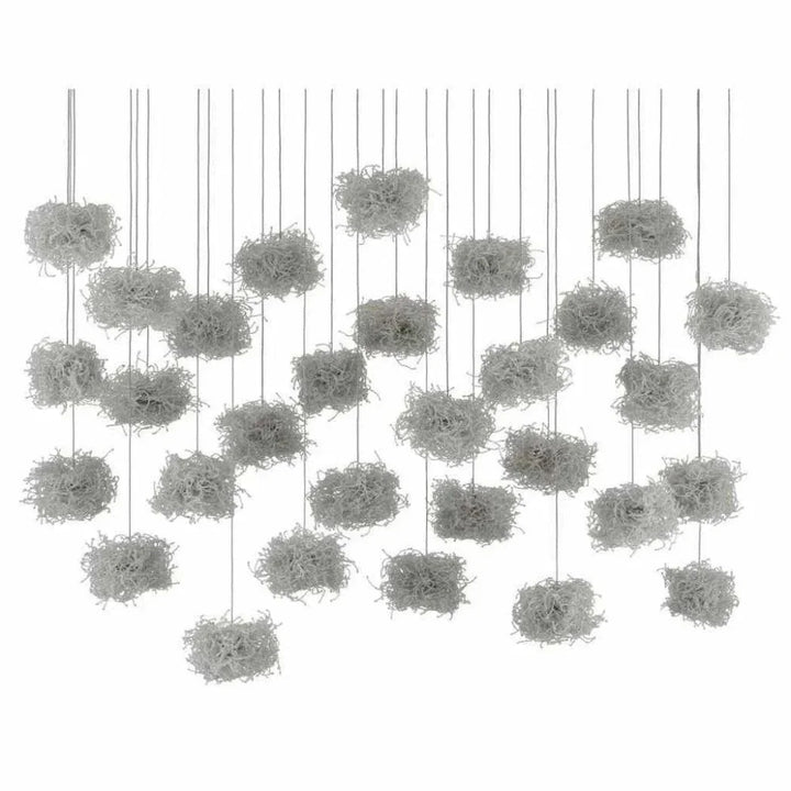 Silver Clear Birds Nest 30 - Light Multi - Drop Pendant - LOOMLAN - Currey & Co - Pendants