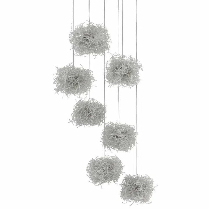 Silver Clear Birds Nest 7 - Light Multi - Drop Pendant - LOOMLAN - Currey & Co - Pendants