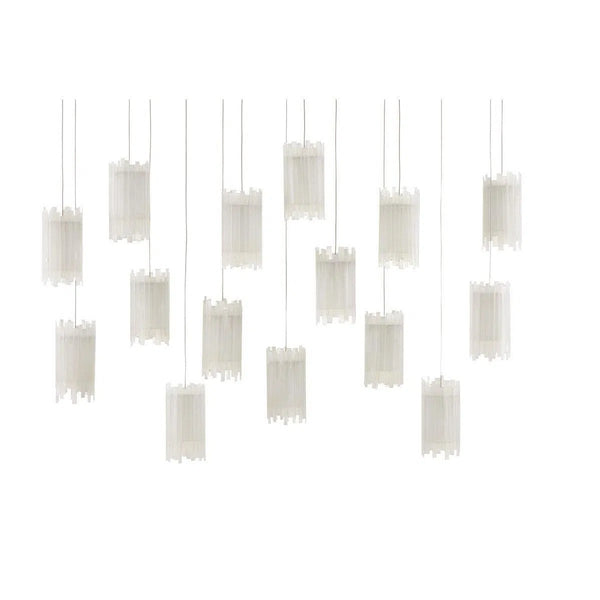 Silver Escenia Rectangular 15-Light Multi-Drop Pendant Pendants LOOMLAN By Currey & Co