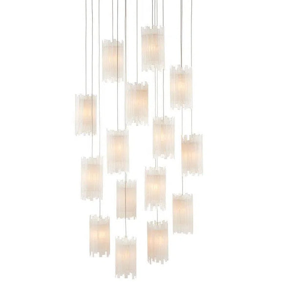 Silver Escenia Round 15-Light Multi-Drop Pendant Pendants LOOMLAN By Currey & Co