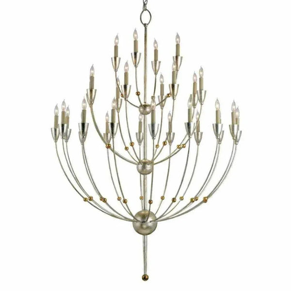 Silver Granello Gold Leaf Paradox Chandelier - LOOMLAN - Currey & Co - Chandeliers