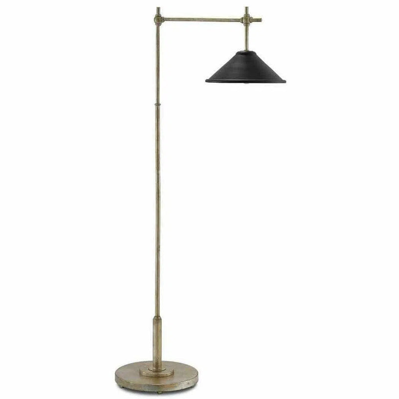 Silver Granello Satin Black Dao Floor Lamp Floor Lamps LOOMLAN By Currey & Co
