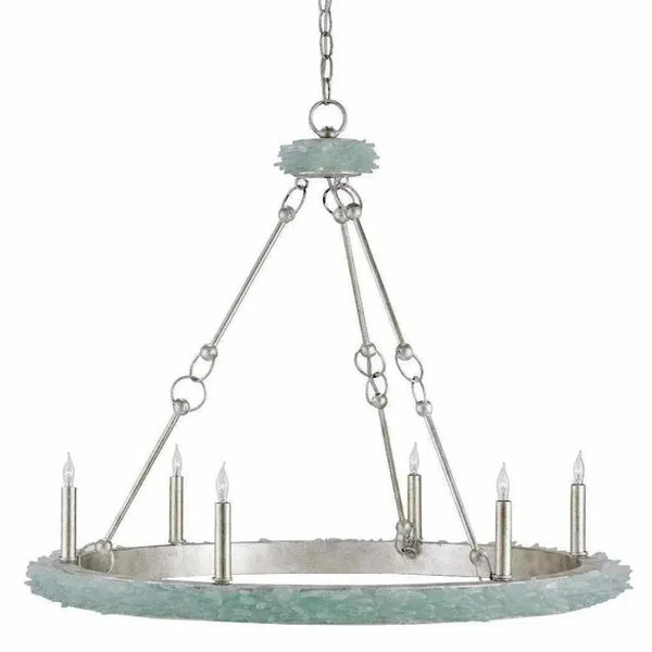 Silver Granello Seaglass Tidewater Chandelier - LOOMLAN - Currey & Co - Chandeliers