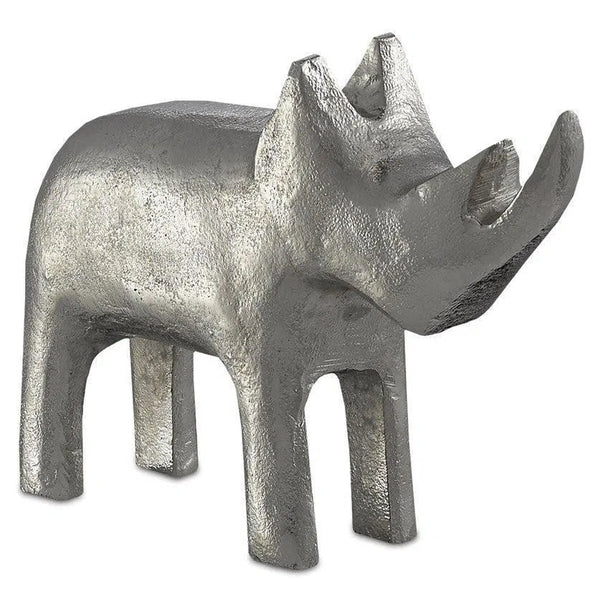 Silver Kano Silver Large Rhino Statues & Sculptures LOOMLAN By Currey & Co