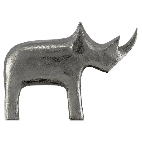 Silver Kano Silver Large Rhino Statues & Sculptures LOOMLAN By Currey & Co