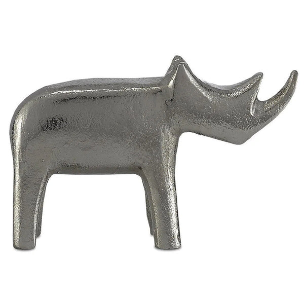 Silver Kano Silver Small Rhino Statues & Sculptures LOOMLAN By Currey & Co