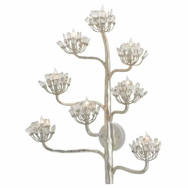 Silver Leaf Agave Americana Silver Wall Sconce Wall Sconces LOOMLAN By Currey & Co