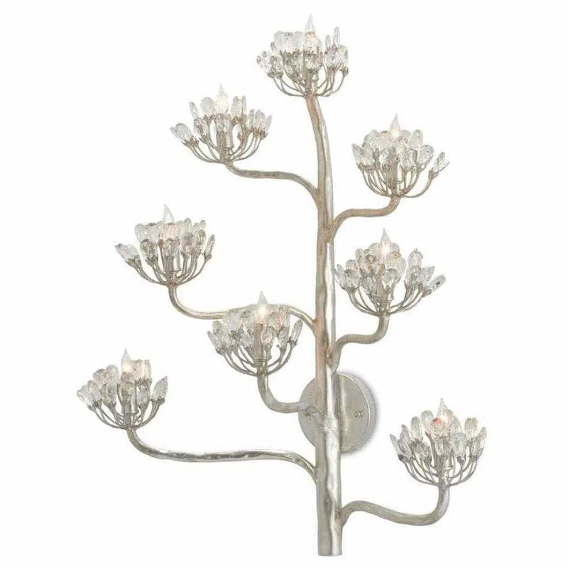 Silver Leaf Agave Americana Silver Wall Sconce