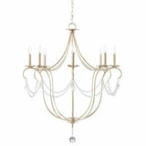 Silver Leaf Crystal Lights Silver Large Chandelier