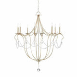 Silver Leaf Crystal Lights Silver Large Chandelier