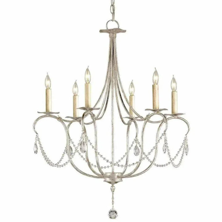 Silver Leaf Crystal Lights Silver Small Chandelier - LOOMLAN - Currey & Co - Chandeliers