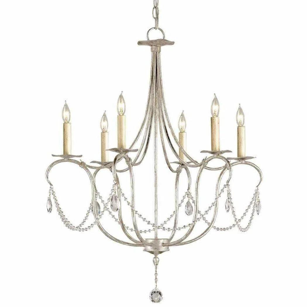 Silver Leaf Crystal Lights Silver Small Chandelier