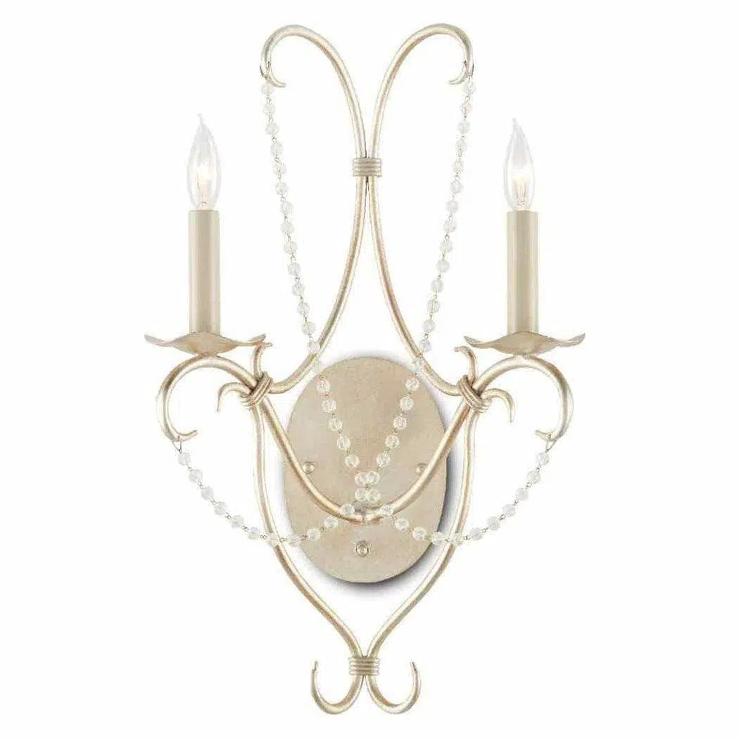 Silver Leaf Crystal Lights Silver Wall Sconce