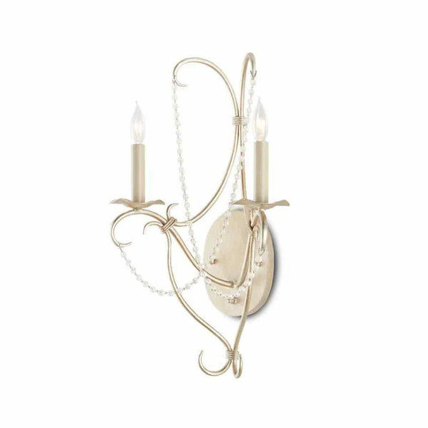 Silver Leaf Crystal Lights Silver Wall Sconce Wall Sconces LOOMLAN By Currey & Co