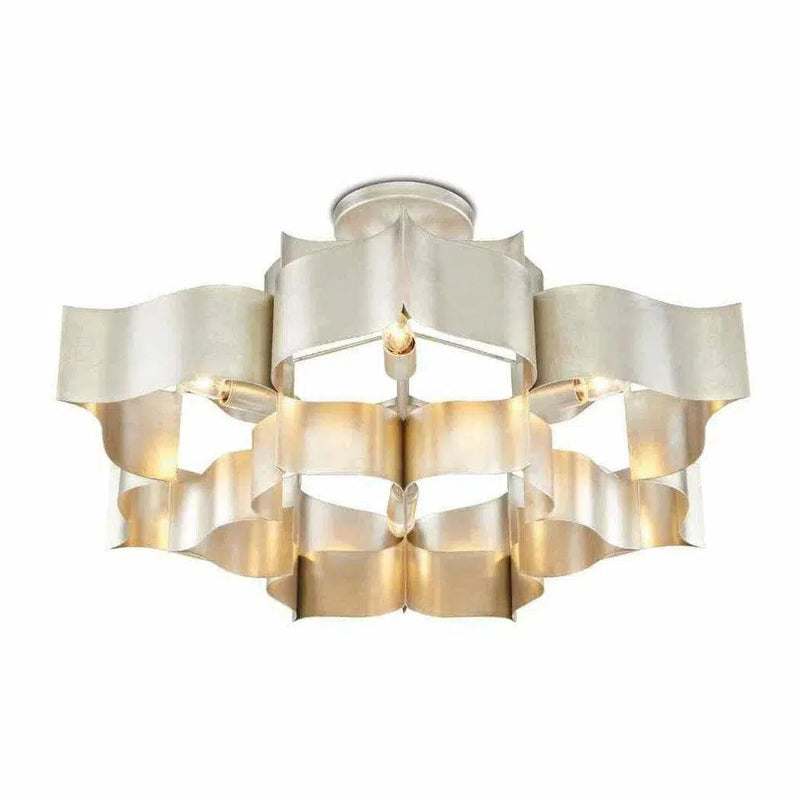 Silver Leaf Grand Lotus Silver Large Chandelier