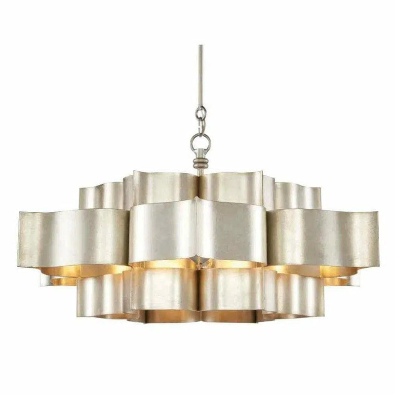 Silver Leaf Grand Lotus Silver Large Chandelier