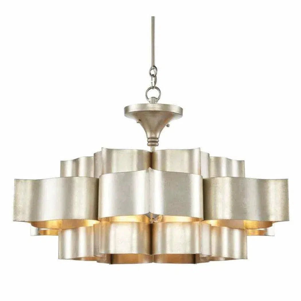 Silver Leaf Grand Lotus Silver Large Chandelier