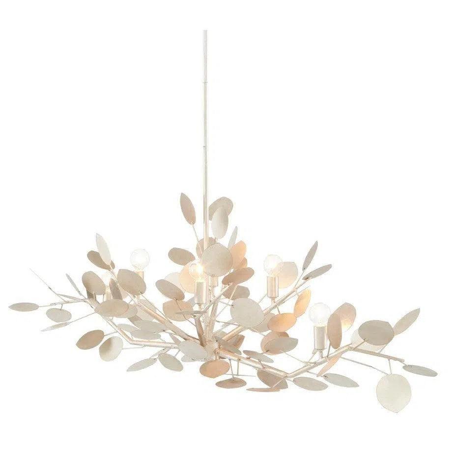 Silver Leaf Lunaria Oval Chandelier