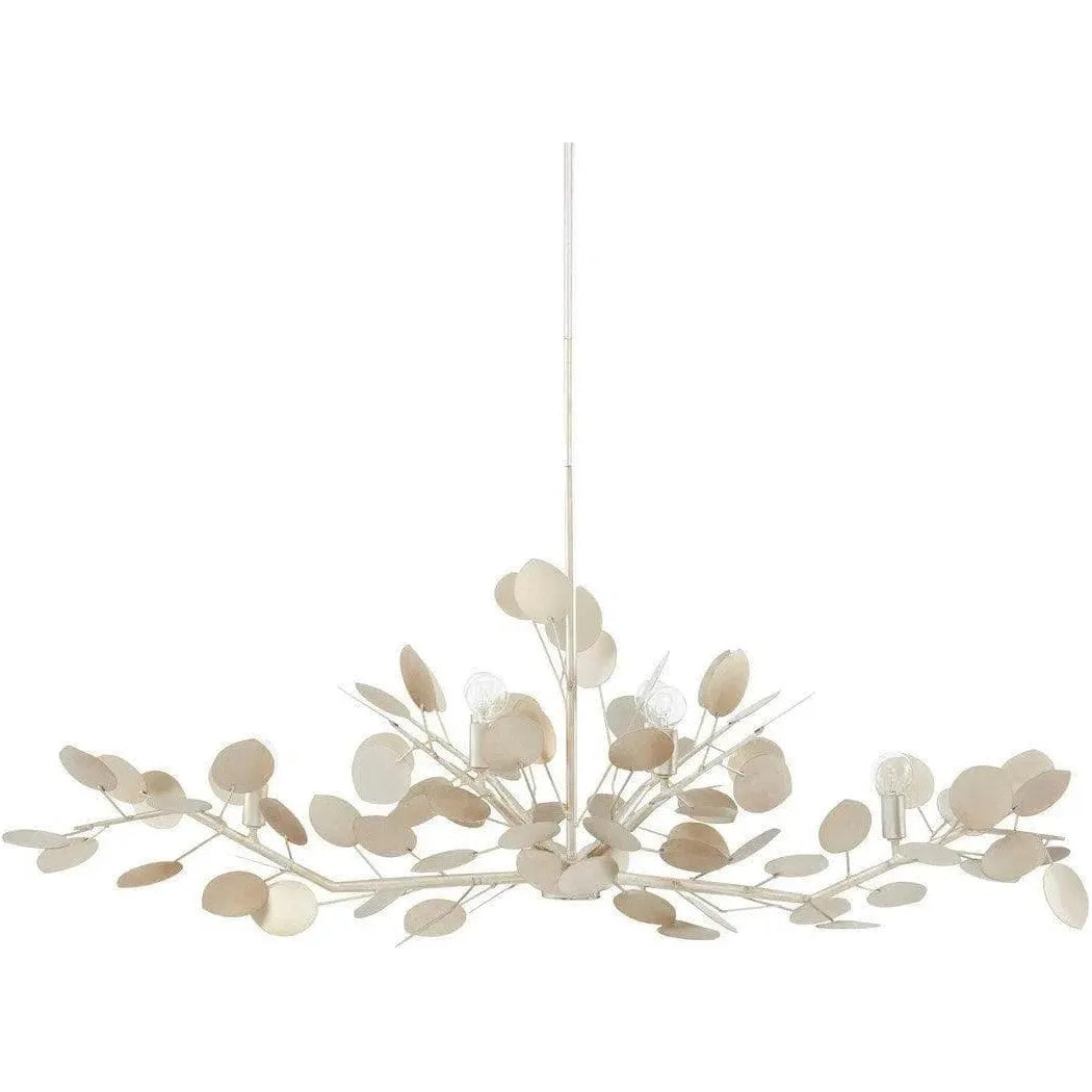 Silver Leaf Lunaria Oval Chandelier