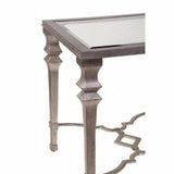 Silver Leaf Metal End Side Square Accent Table