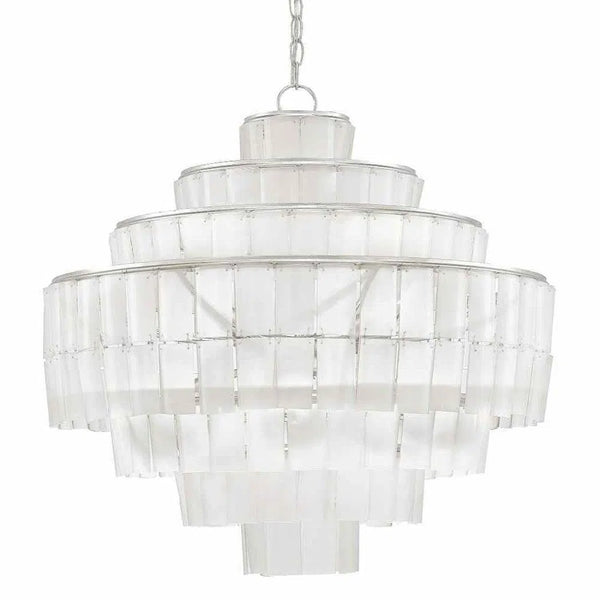Silver Leaf Opaque White Sommelier Blanc Chandelier Chandeliers LOOMLAN By Currey & Co
