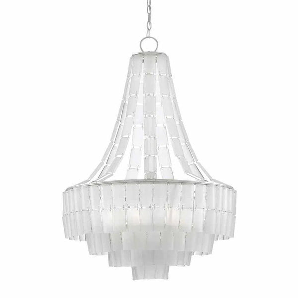 Silver Leaf Opaque White Vintner Blanc Chandelier Chandeliers LOOMLAN By Currey & Co