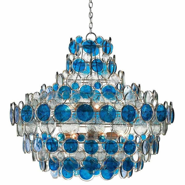 Silver Leaf Painted Silver Blue Galahad Blue Chandelier Chandeliers LOOMLAN By Currey & Co