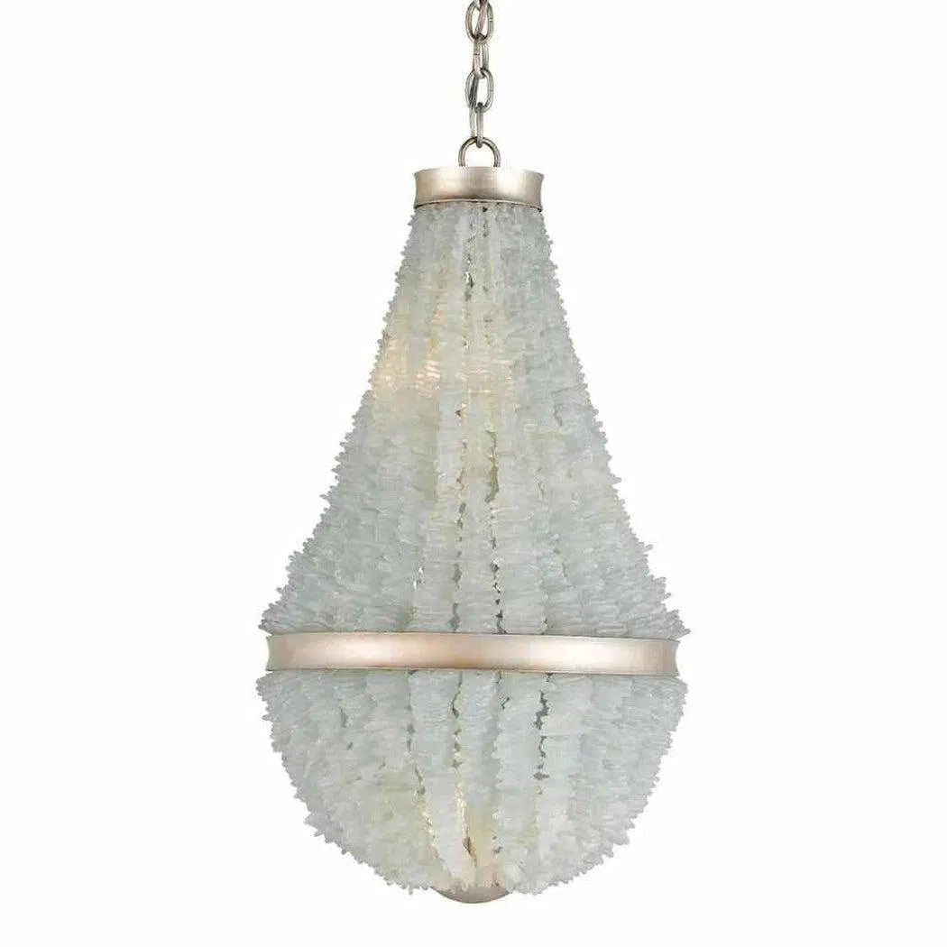 Silver Leaf Seaglass Platea Chandelier