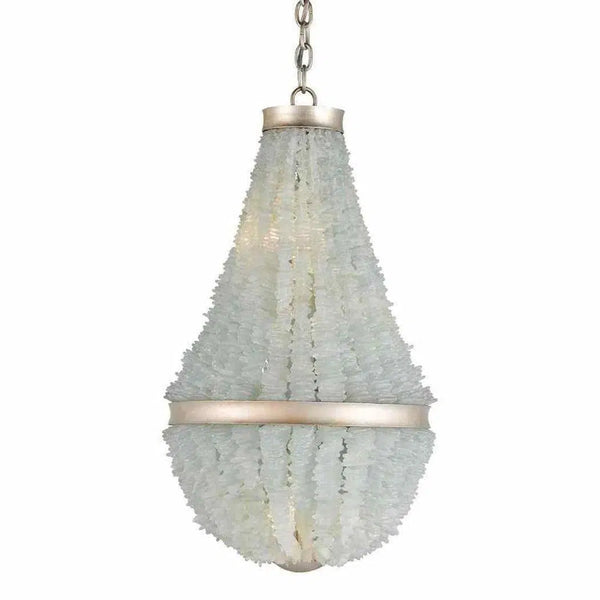 Silver Leaf Seaglass Platea Chandelier