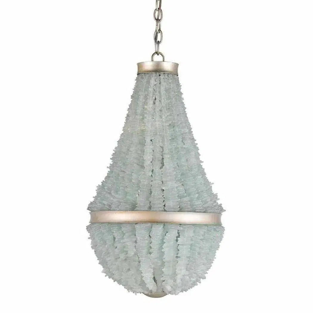 Silver Leaf Seaglass Platea Chandelier